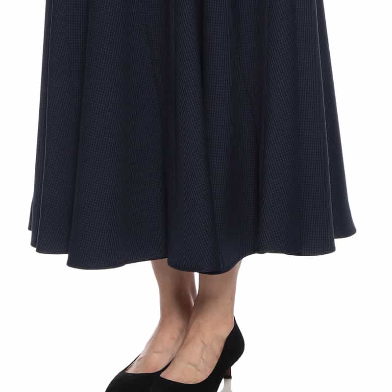 BARNEYS NEW YORK ウォッシャブル ギンガムチェック柄フレアミディスカート NAVY