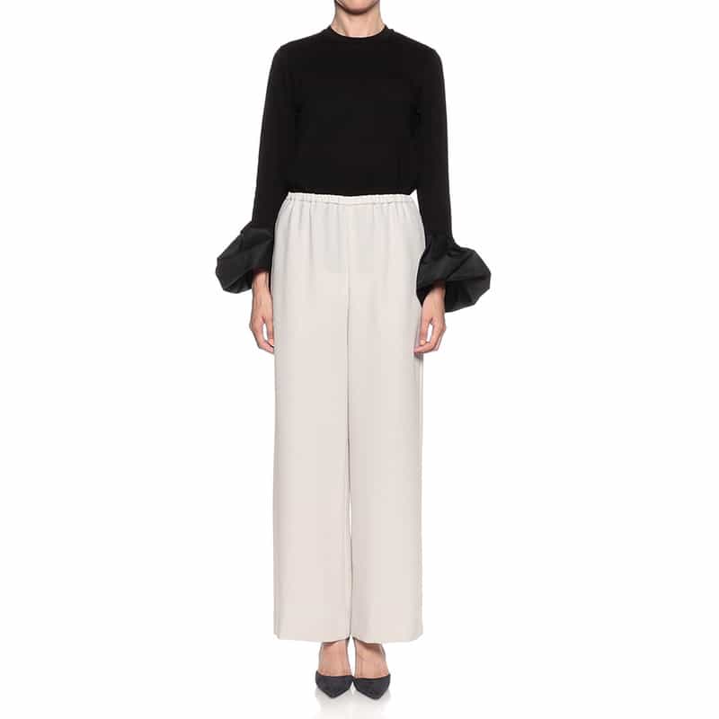 BARNEYS NEW YORK セットアップ ウォッシャブル ドローストリング付きワイドパンツ LT GRAY