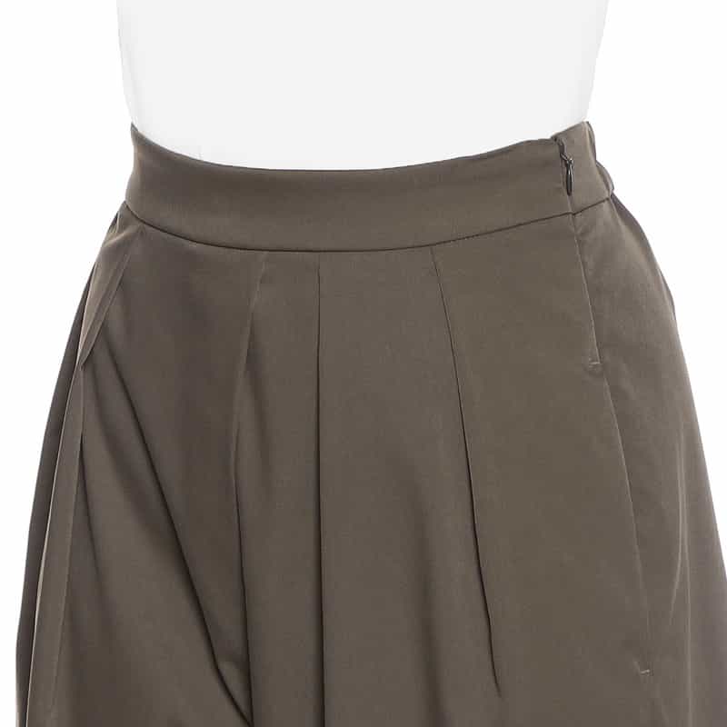 BARNEYS NEW YORK ウォッシャブル バレルタックワイドパンツ KHAKI