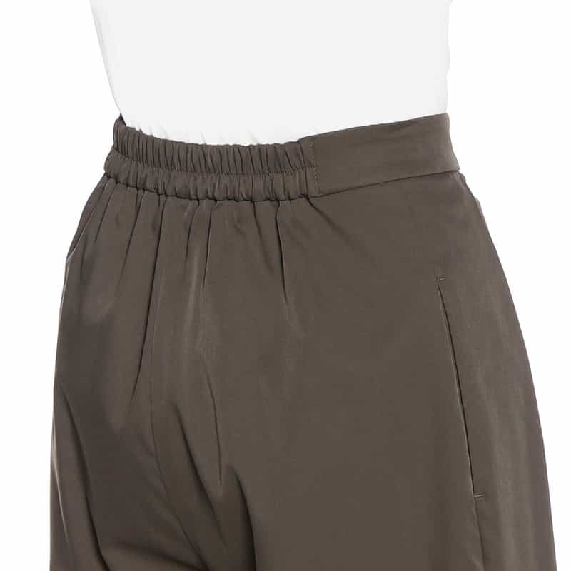 BARNEYS NEW YORK ウォッシャブル バレルタックワイドパンツ KHAKI