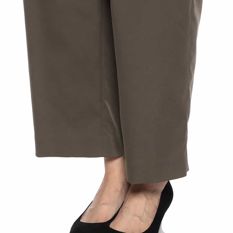 BARNEYS NEW YORK ウォッシャブル バレルタックワイドパンツ KHAKI