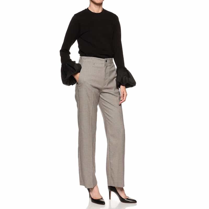 BARNEYS NEW YORK ウォッシャブル チェック柄バックゴム パンツ BEIGE