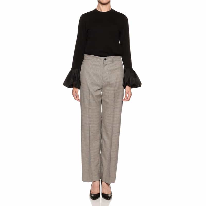 BARNEYS NEW YORK ウォッシャブル チェック柄バックゴム パンツ BEIGE