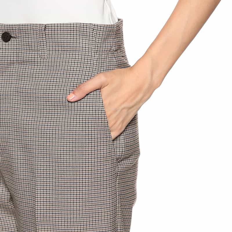 BARNEYS NEW YORK ウォッシャブル チェック柄バックゴム パンツ BEIGE