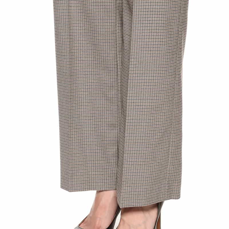 BARNEYS NEW YORK ウォッシャブル チェック柄バックゴム パンツ BEIGE