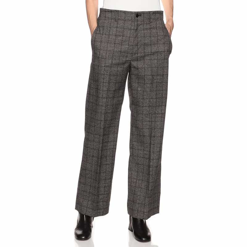 BARNEYS NEW YORK ウォッシャブル チェック柄バックゴム パンツ GRAY