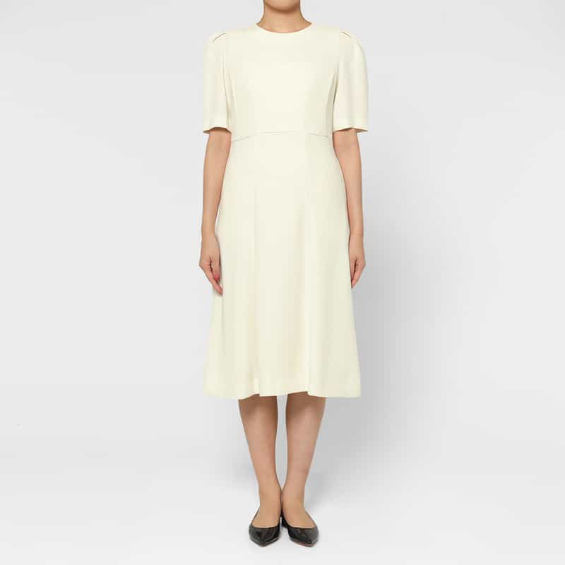 BARNEYS NEW YORK タックスリーブ フレアドレス OFF WHITE