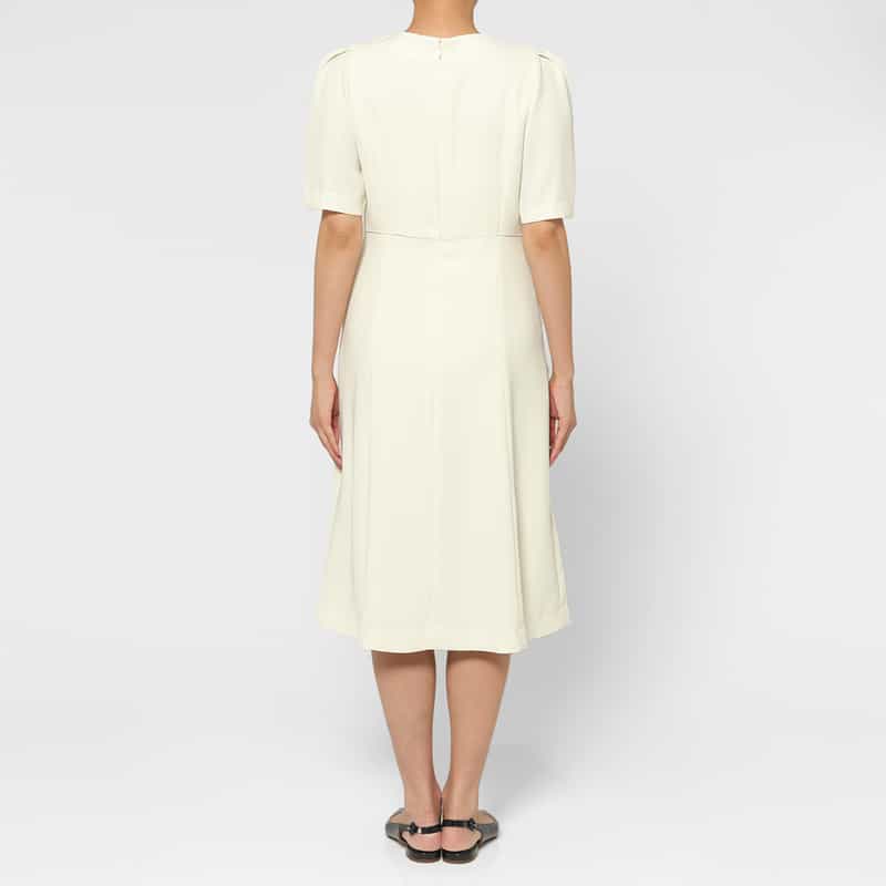 BARNEYS NEW YORK タックスリーブ フレアドレス OFF WHITE