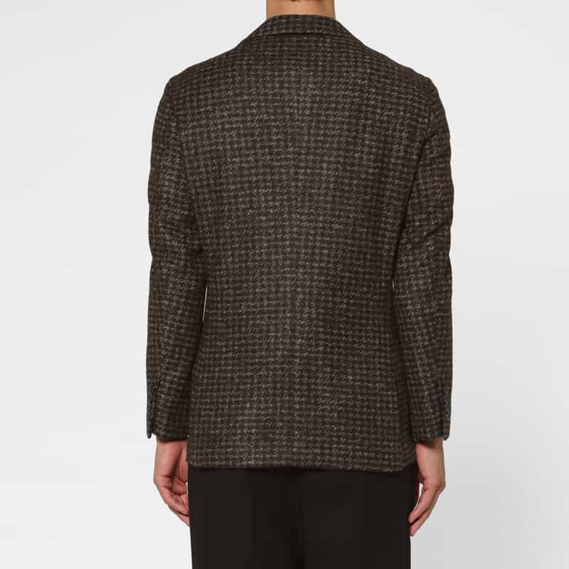 BARNEYS NEW YORK 千鳥格子柄ジャージージャケット BROWN