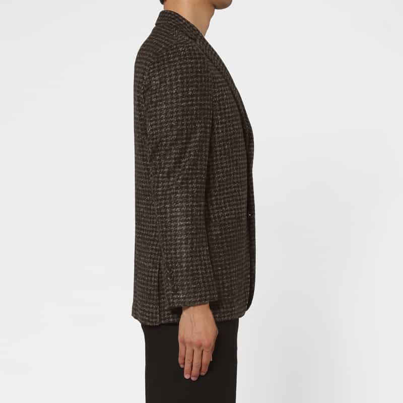 BARNEYS NEW YORK 千鳥格子柄ジャージージャケット BROWN