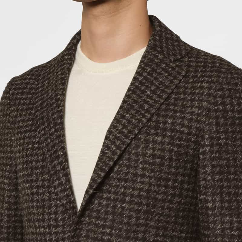 BARNEYS NEW YORK 千鳥格子柄ジャージージャケット BROWN