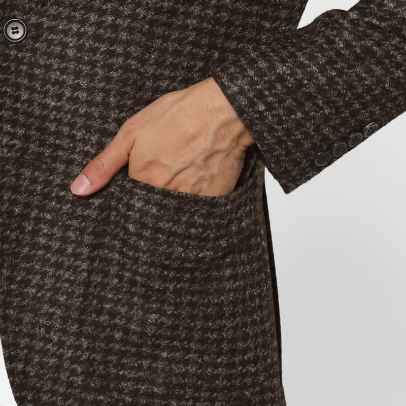 BARNEYS NEW YORK 千鳥格子柄ジャージージャケット BROWN