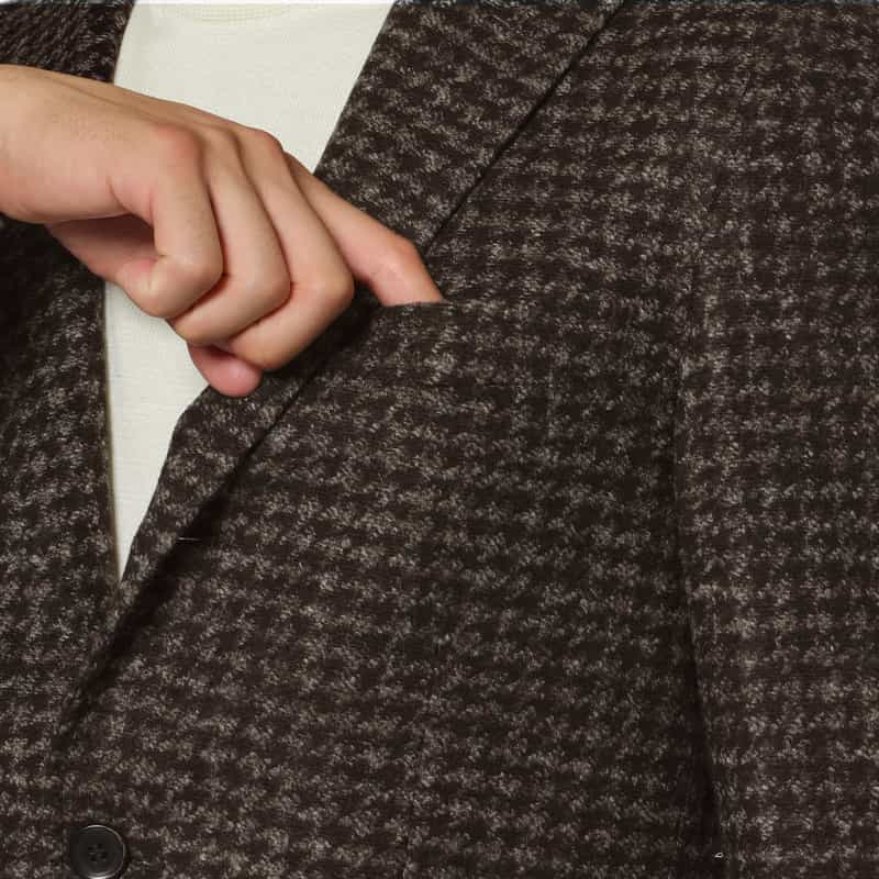 BARNEYS NEW YORK 千鳥格子柄ジャージージャケット BROWN