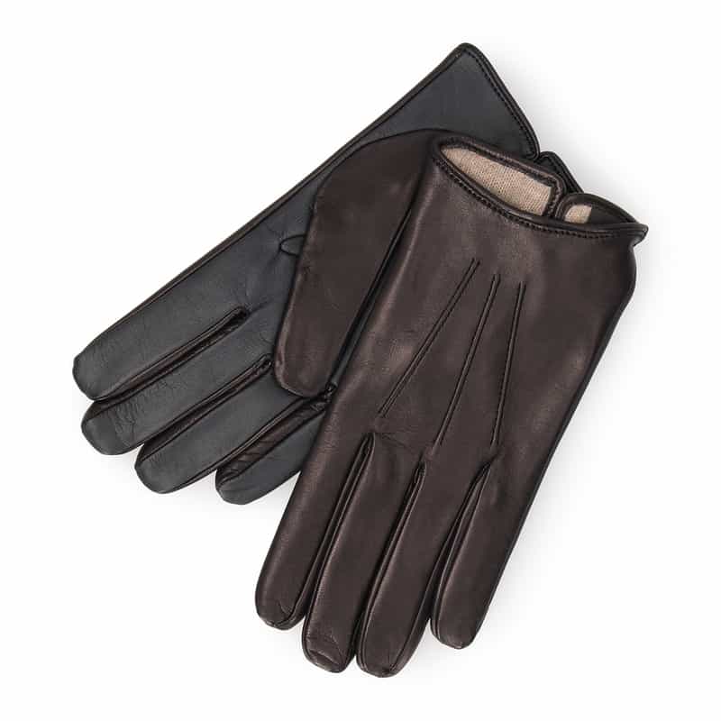 BARNEYS NEW YORK レザーグローブ (タッチパネル対応) NAVY