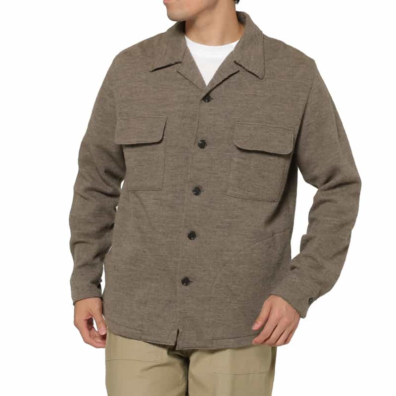 BARNEYS NEW YORK ニット素材シャツジャケット BEIGE