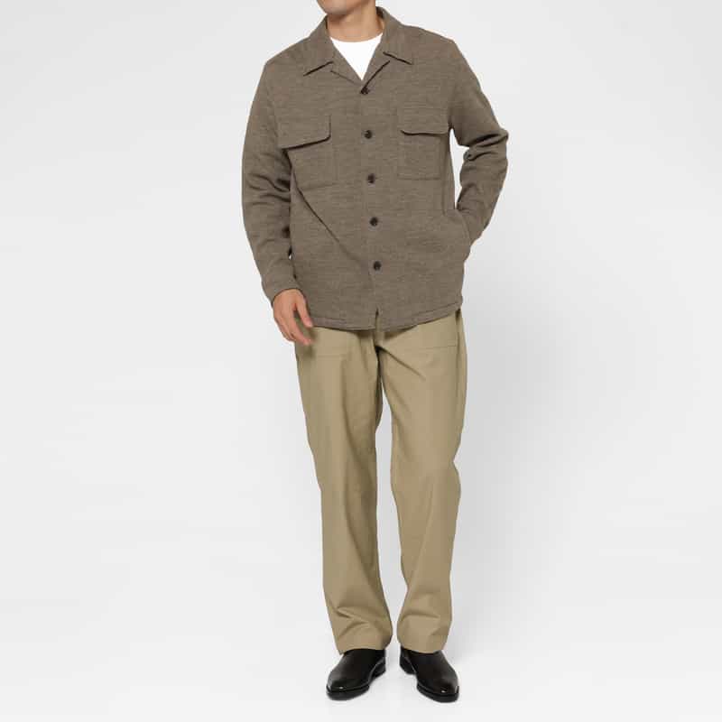 BARNEYS NEW YORK ニット素材シャツジャケット BEIGE