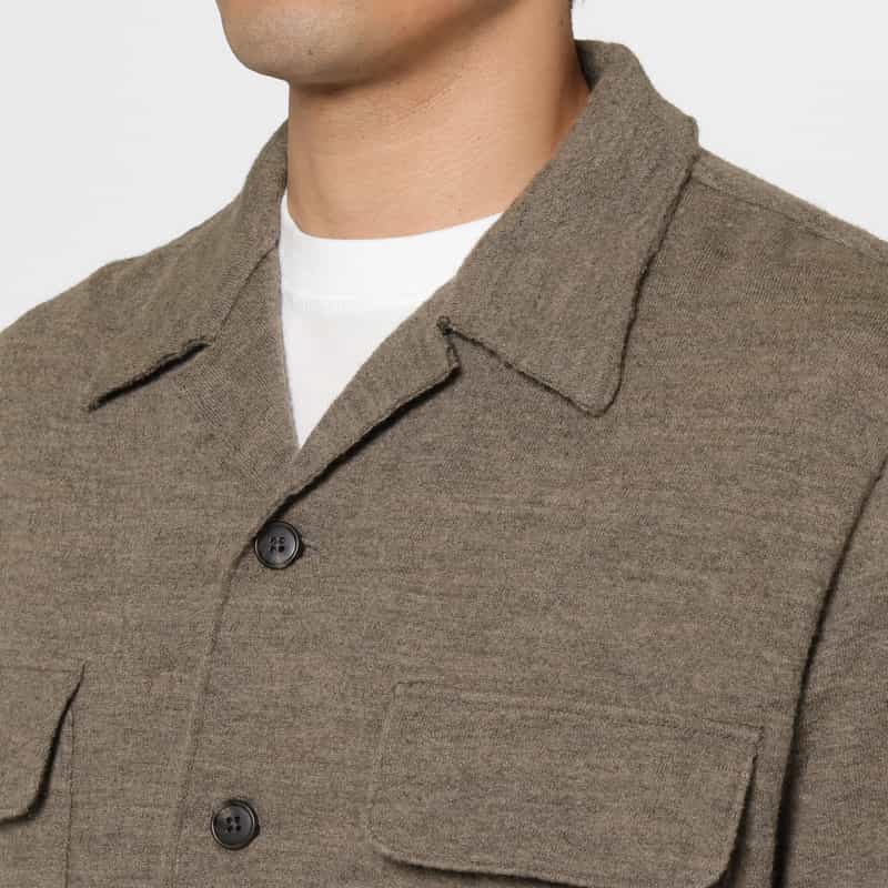 BARNEYS NEW YORK ニット素材シャツジャケット BEIGE