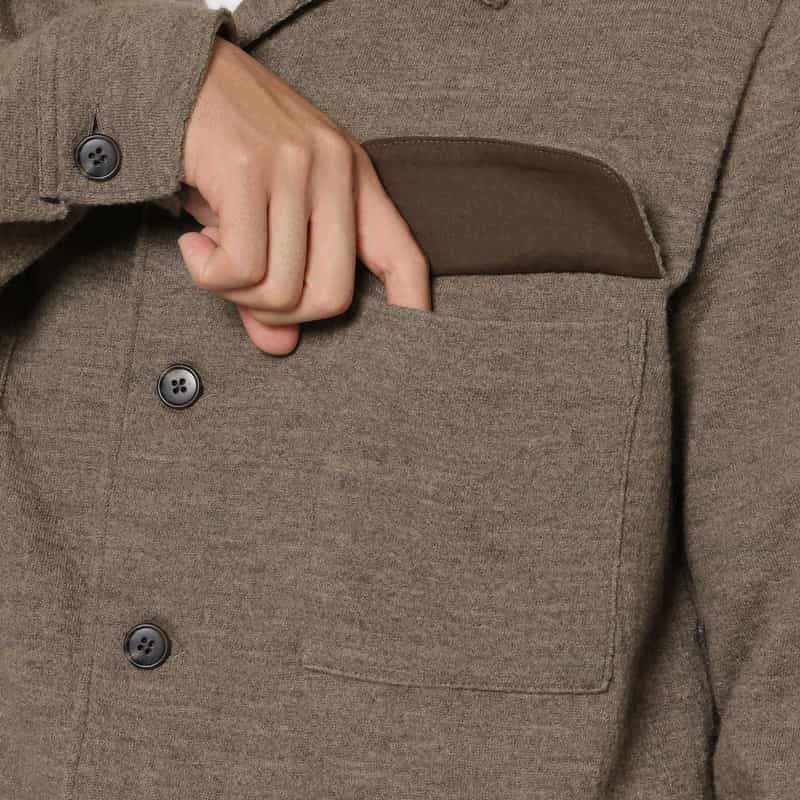 BARNEYS NEW YORK ニット素材シャツジャケット BEIGE