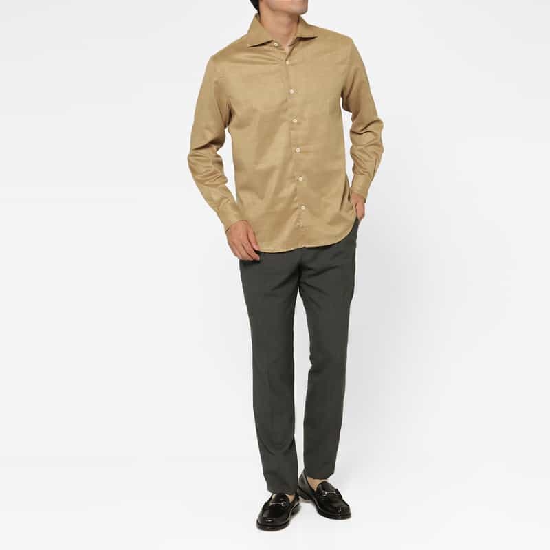 BARNEYS NEW YORK スエード素材カジュアルシャツ BEIGE
