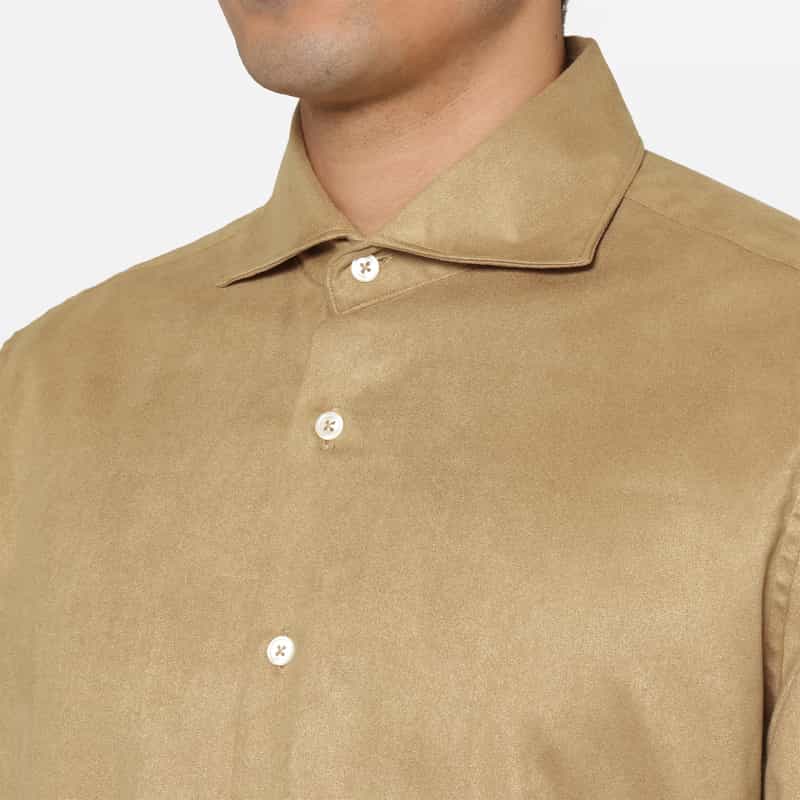 BARNEYS NEW YORK スエード素材カジュアルシャツ BEIGE