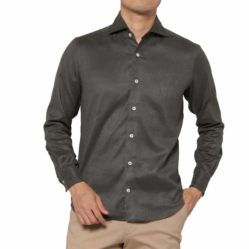 BARNEYS NEW YORK スエード素材カジュアルシャツ GRAY