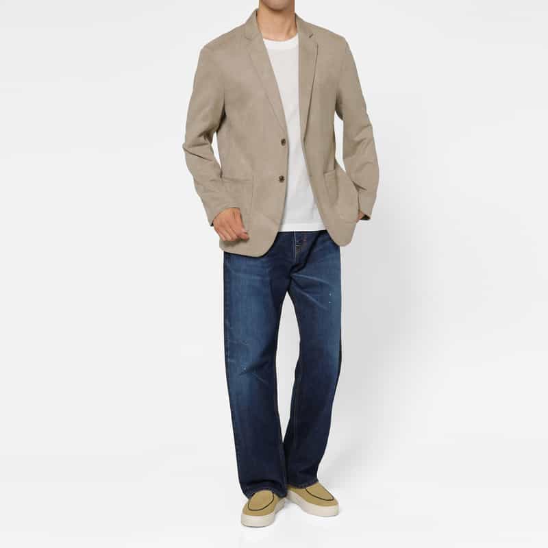 BARNEYS NEW YORK ポリエステルスエード素材テーラードジャケット BEIGE