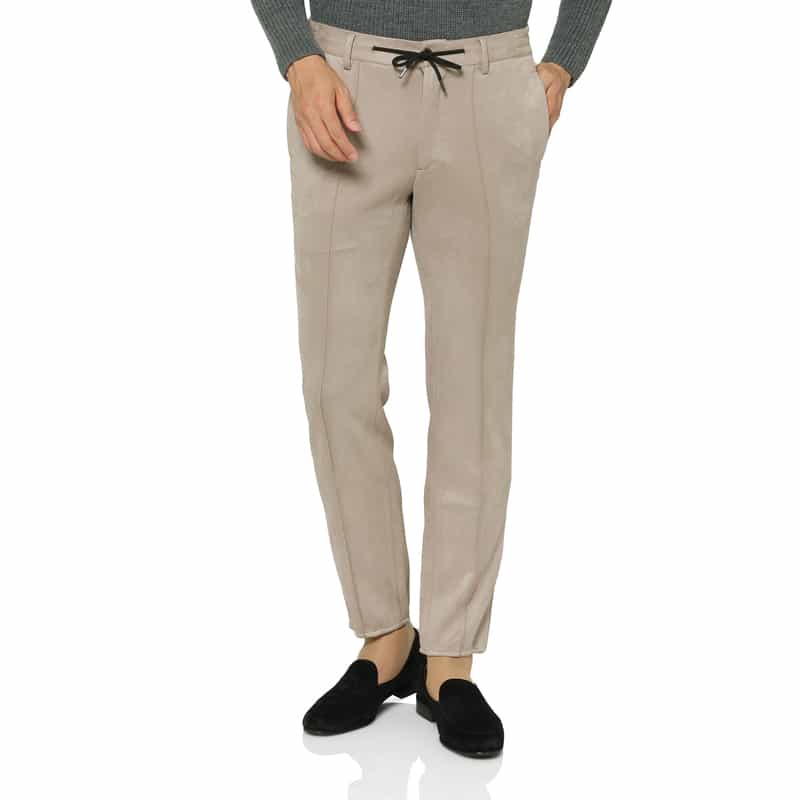 BARNEYS NEW YORK スエード素材テーパードパンツ BEIGE