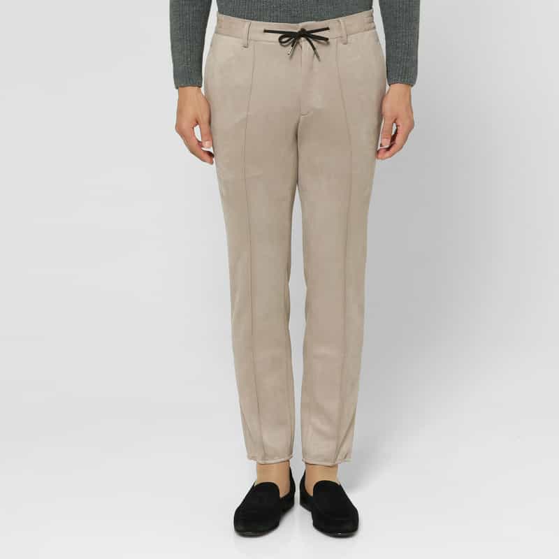 BARNEYS NEW YORK スエード素材テーパードパンツ BEIGE
