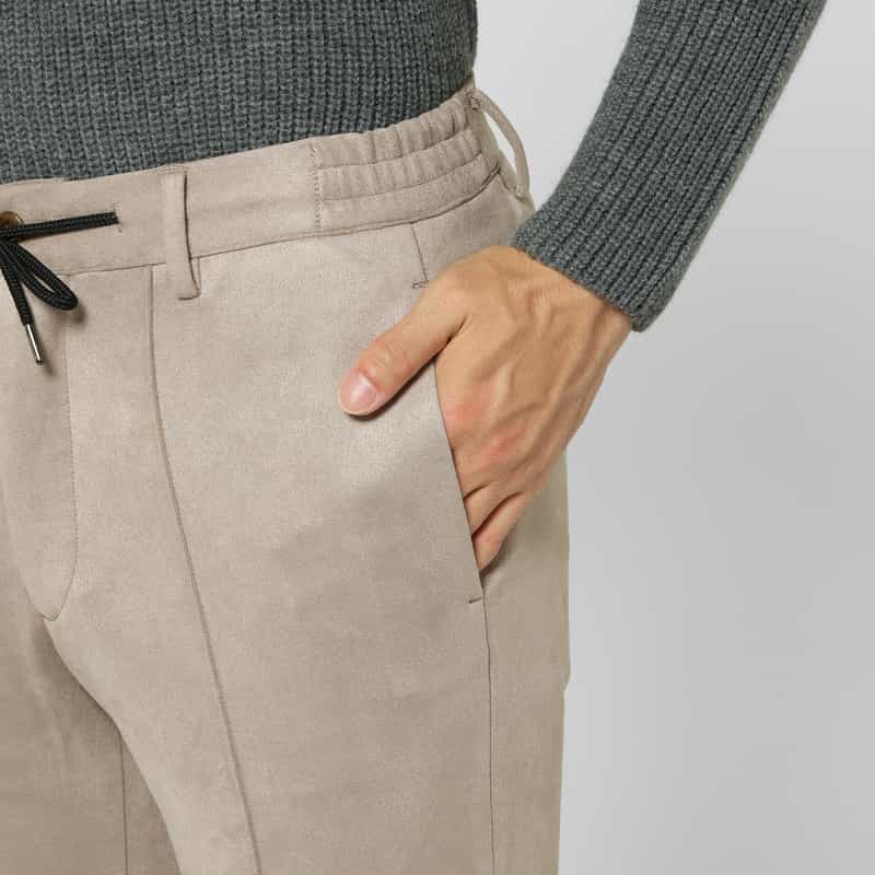 BARNEYS NEW YORK スエード素材テーパードパンツ BEIGE