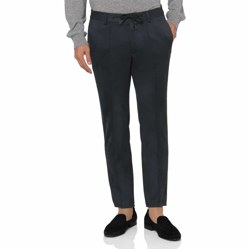 BARNEYS NEW YORK スエード素材テーパードパンツ NAVY