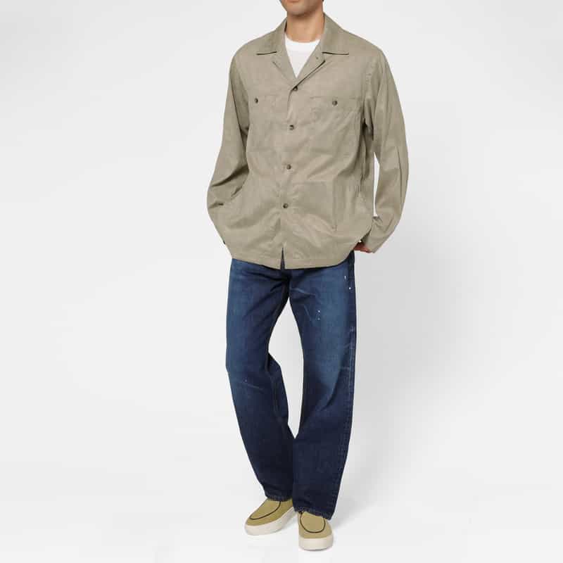 BARNEYS NEW YORK ポリエステルスエード素材シャツジャケット LIGHT GRAY