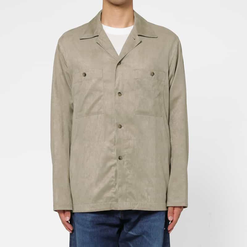 BARNEYS NEW YORK ポリエステルスエード素材シャツジャケット LIGHT GRAY