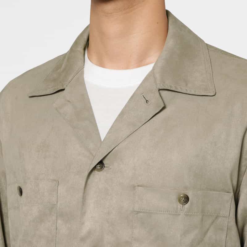 BARNEYS NEW YORK ポリエステルスエード素材シャツジャケット LIGHT GRAY