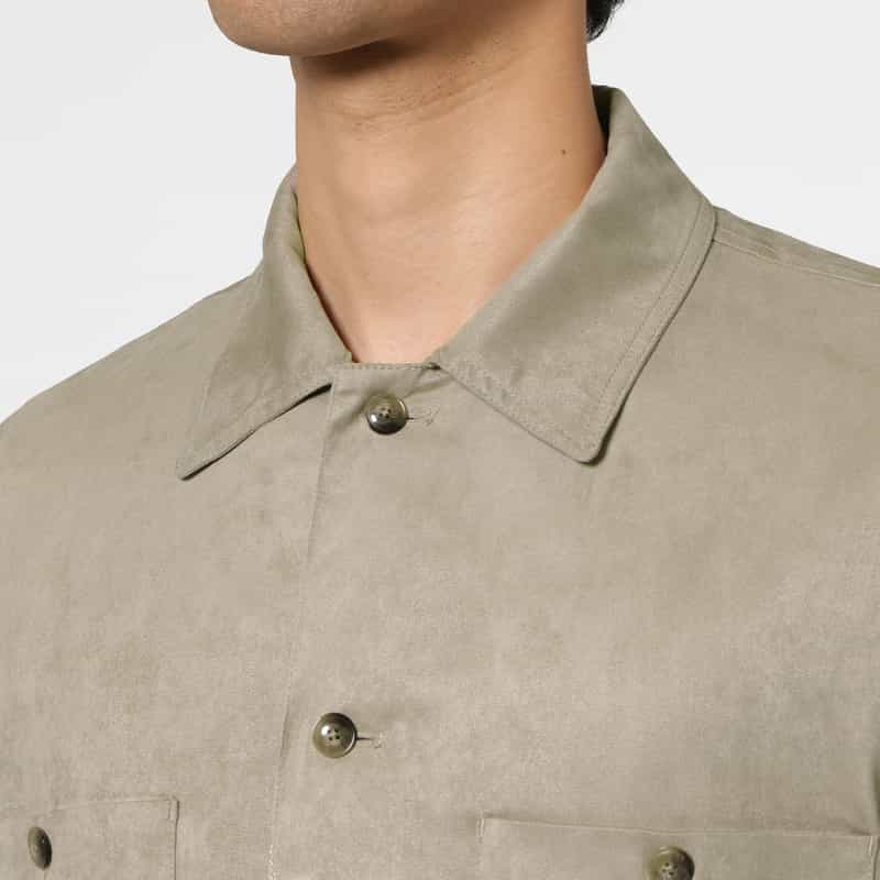 BARNEYS NEW YORK ポリエステルスエード素材シャツジャケット LIGHT GRAY