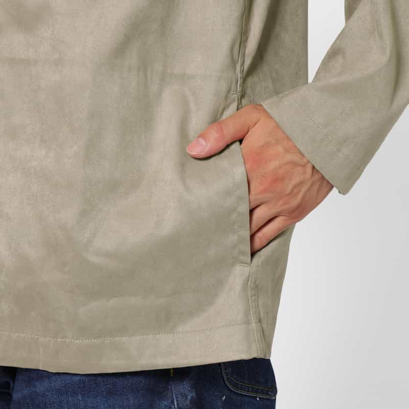 BARNEYS NEW YORK ポリエステルスエード素材シャツジャケット LIGHT GRAY