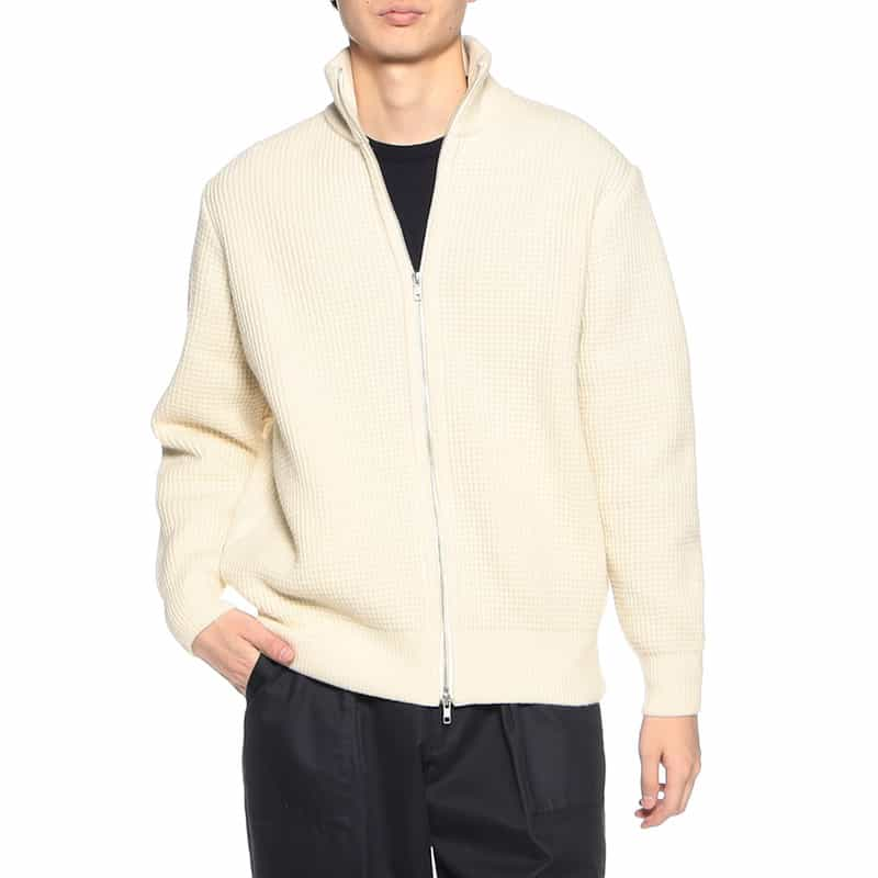 BARNEYS NEW YORK ドライバーズニットブルゾン WHITE