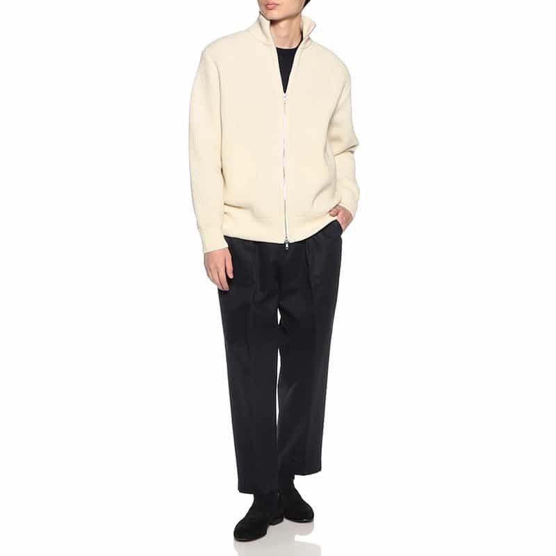 BARNEYS NEW YORK ドライバーズニットブルゾン WHITE