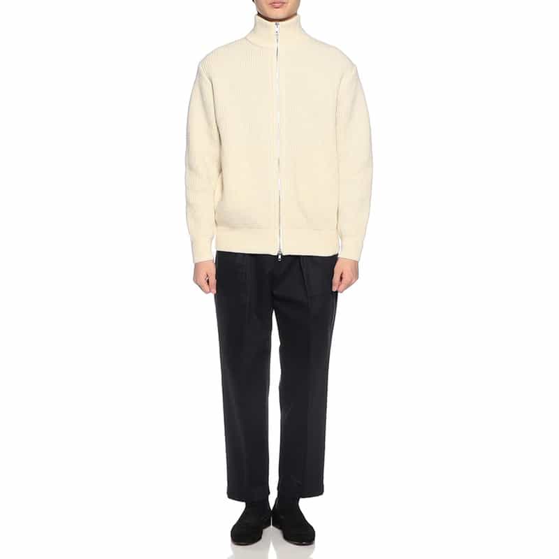 BARNEYS NEW YORK ドライバーズニットブルゾン WHITE