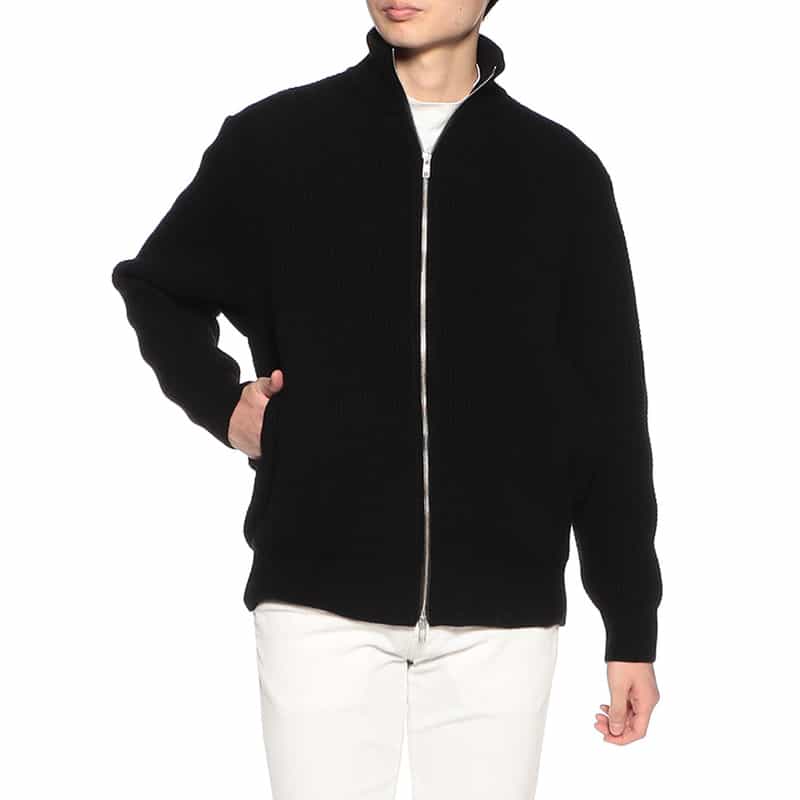 BARNEYS NEW YORK ドライバーズニットブルゾン BLACK