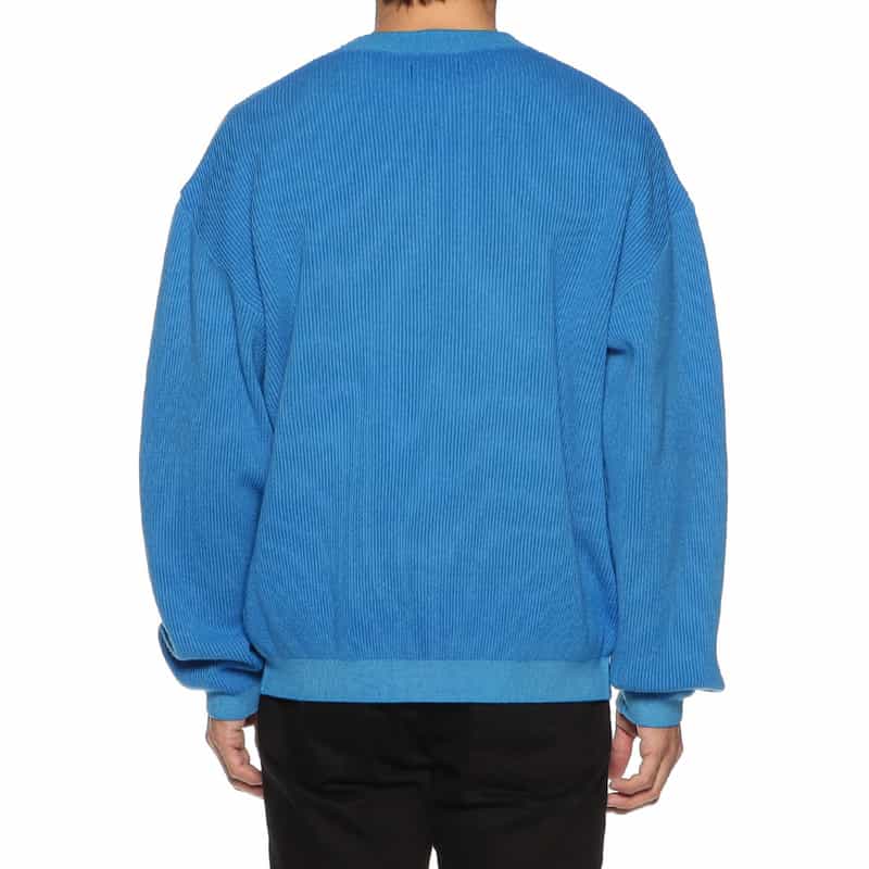 BARNEYS NEW YORK 畦編みクルーネックニットプルオーバー BLUE