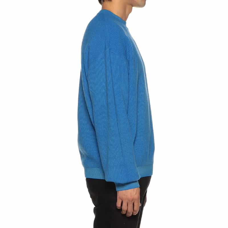 BARNEYS NEW YORK 畦編みクルーネックニットプルオーバー BLUE