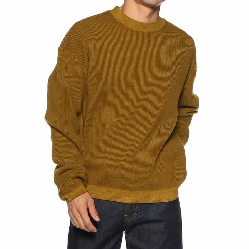 BARNEYS NEW YORK 畦編みクルーネックニットプルオーバー BROWN