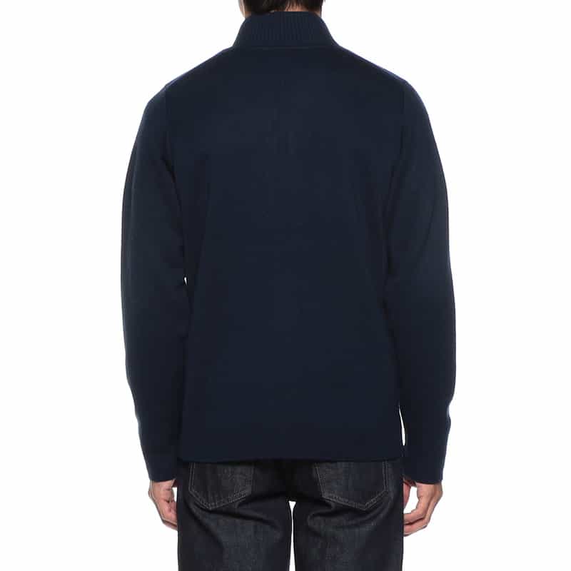 BARNEYS NEW YORK ニットライダースジャケット NAVY