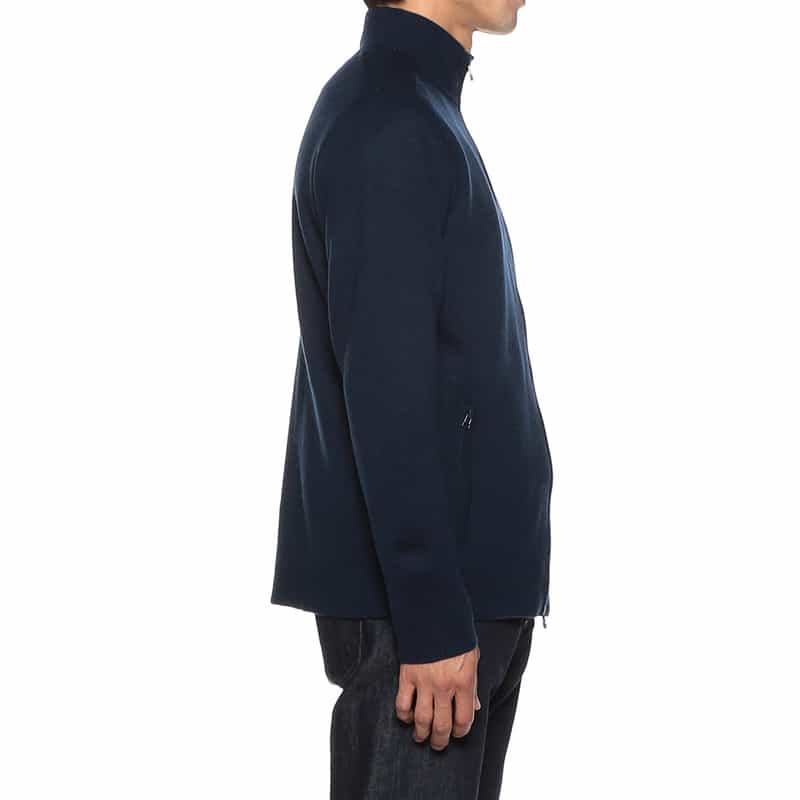 BARNEYS NEW YORK ニットライダースジャケット NAVY