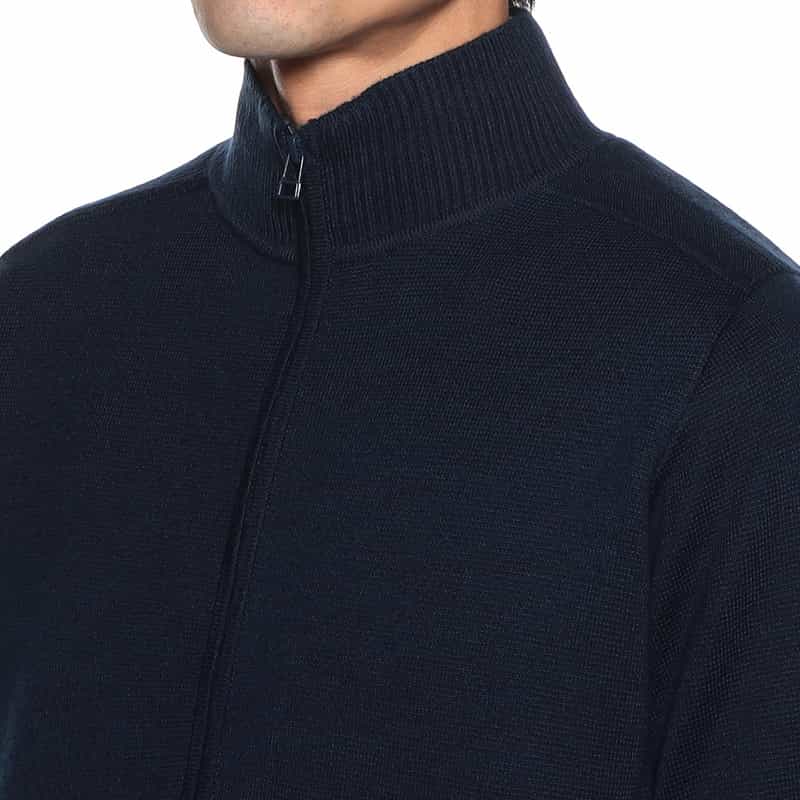 BARNEYS NEW YORK ニットライダースジャケット NAVY