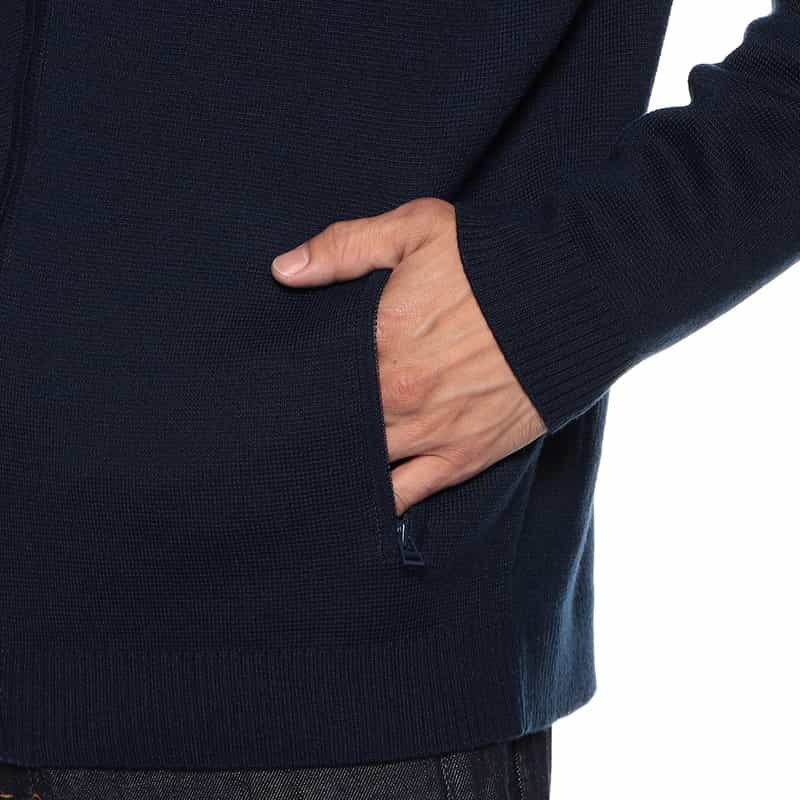 BARNEYS NEW YORK ニットライダースジャケット NAVY