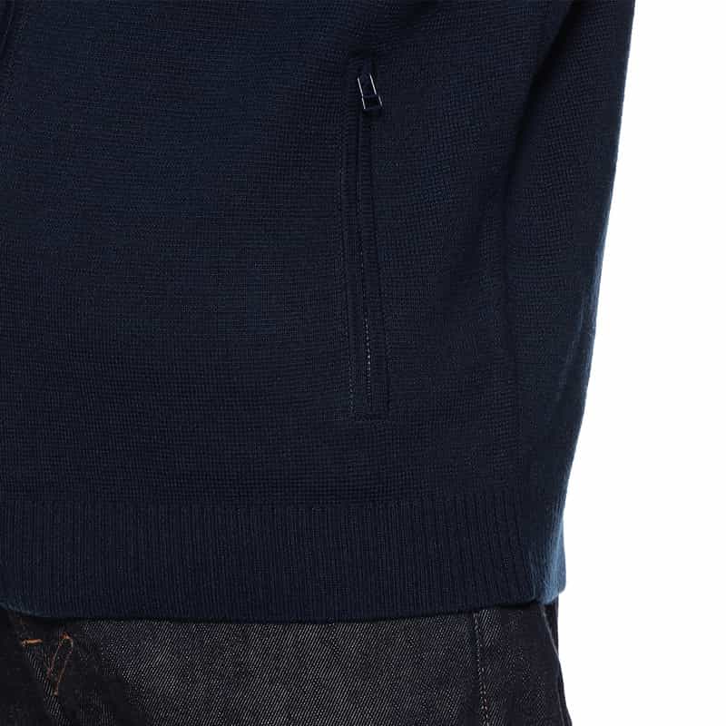 BARNEYS NEW YORK ニットライダースジャケット NAVY