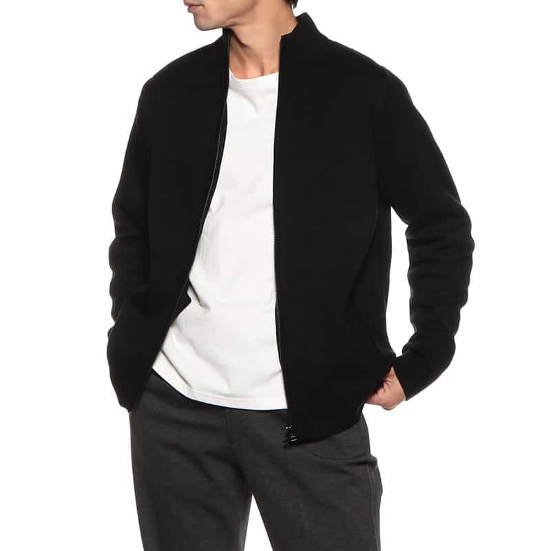 BARNEYS NEW YORK ニットライダースジャケット BLACK