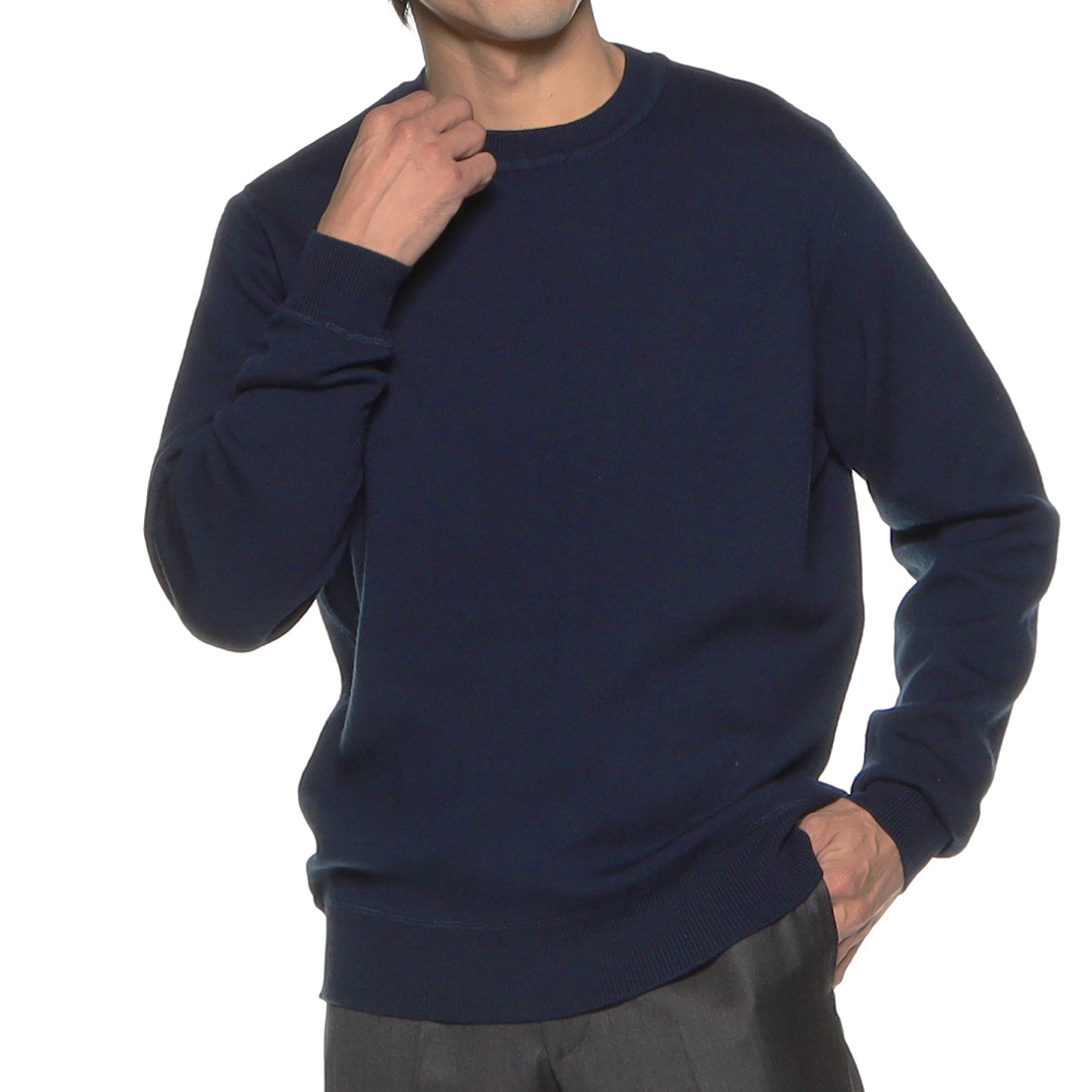 ダブルフェイスクルーネックニットプルオーバー