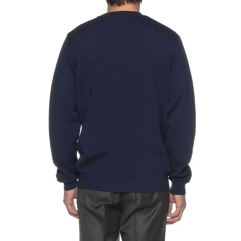 BARNEYS NEW YORK ダブルフェイスクルーネックニットプルオーバー NAVY